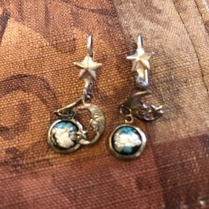 Star and moon dangle earrings